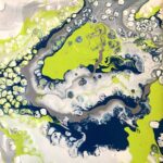 Lime Green and Navy Acrylic Painting