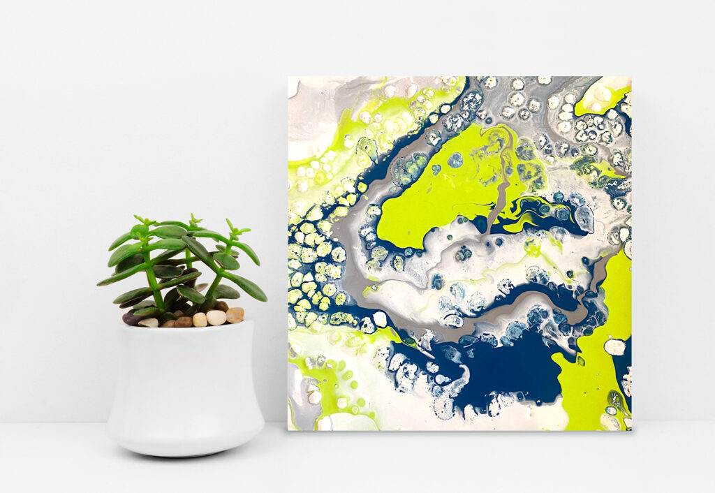 lime green and blue acrylic painting photo