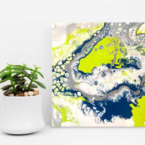 lime green and blue acrylic painting photo