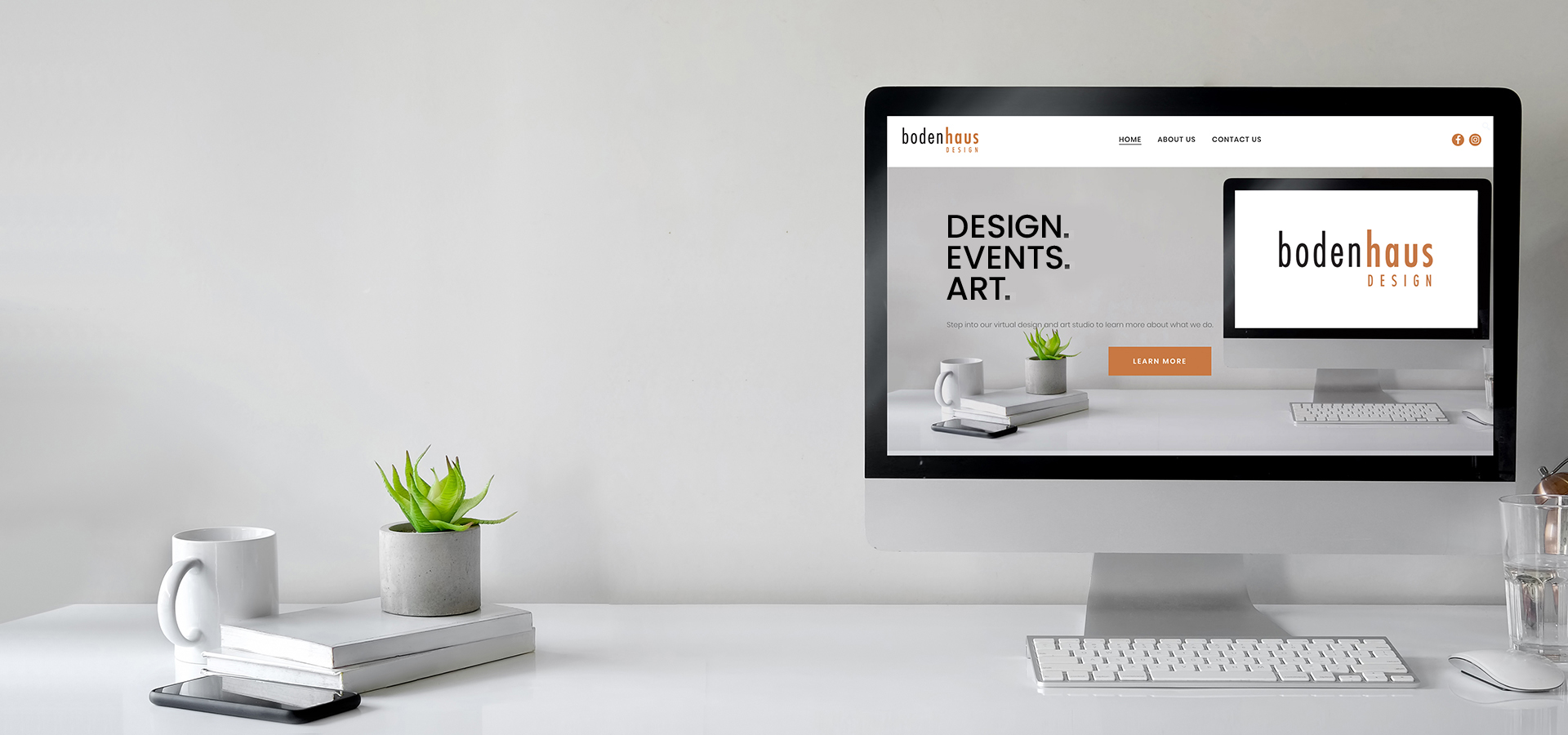 Computer on desk for homepage slider