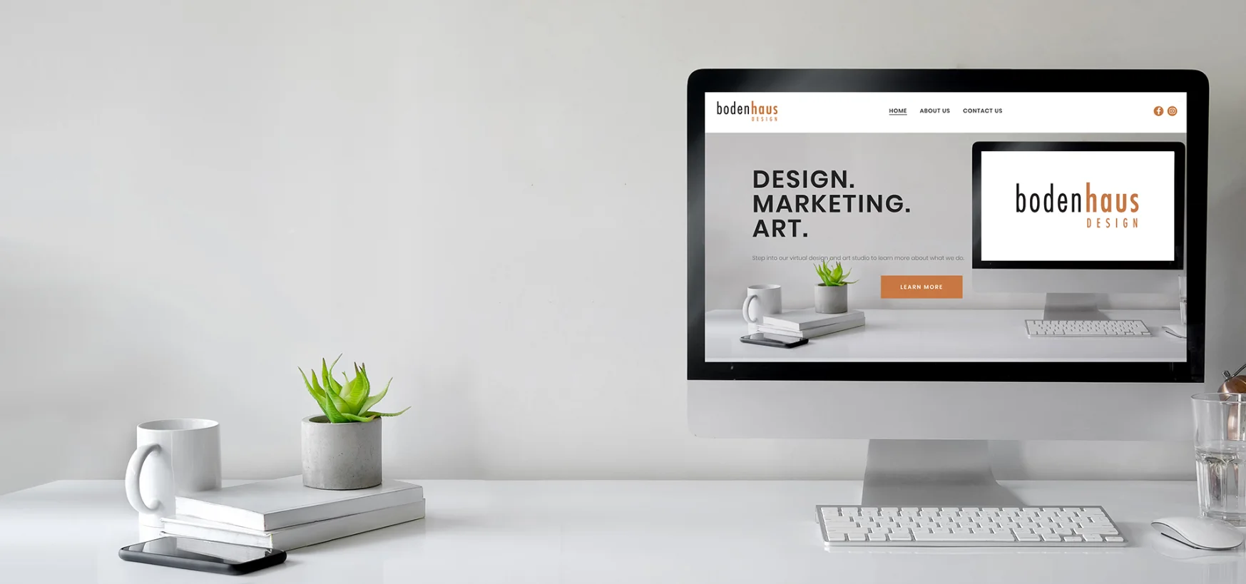 Computer on desk for homepage slider