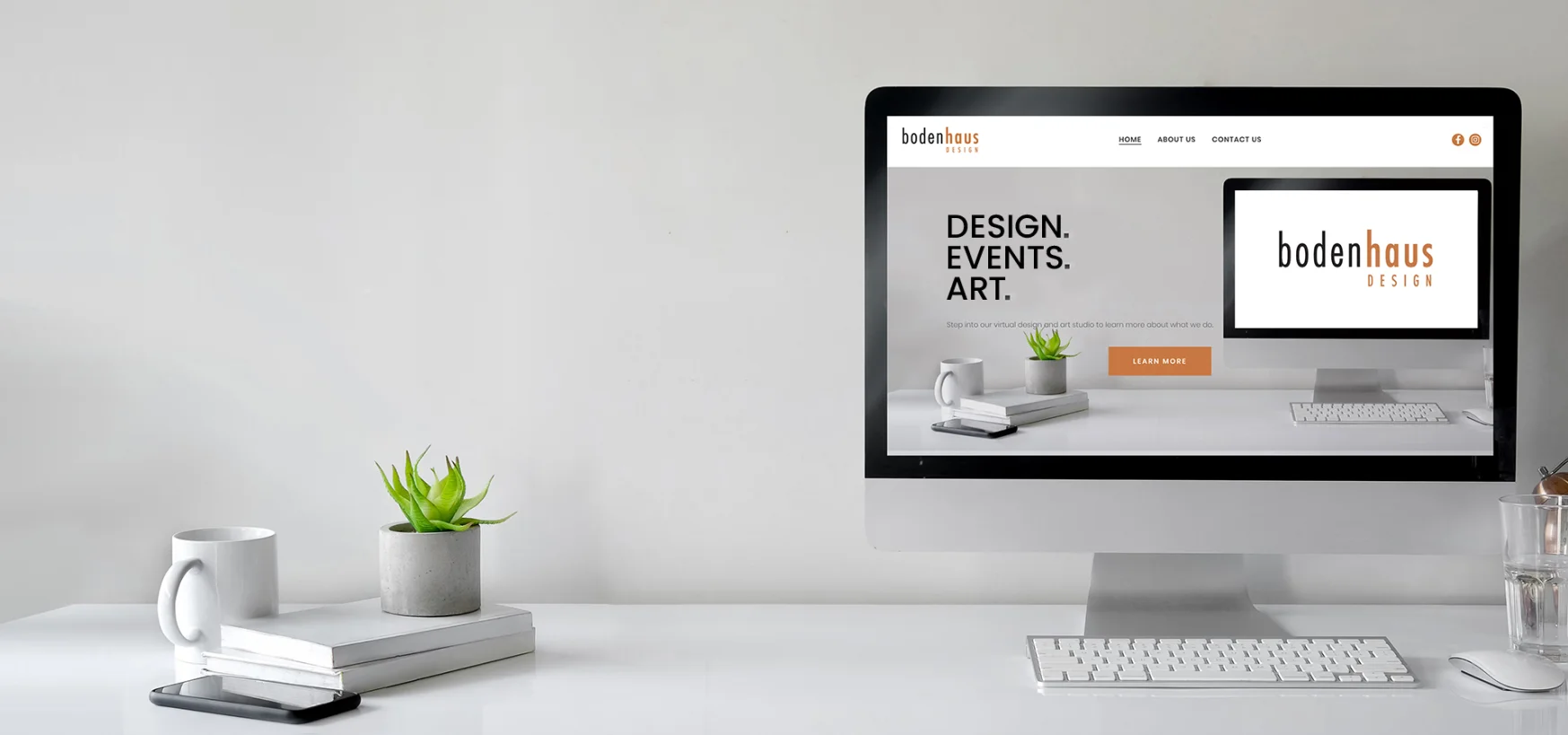 Computer on desk for homepage slider